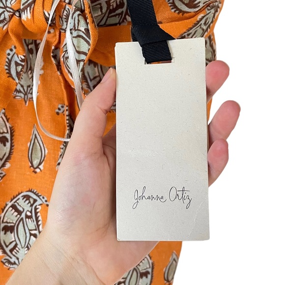 SOLD Johanna Ortiz Charisma of the Tropics Maxi Dress 100% linen orange 0 NWT - Picture 12 of 16
